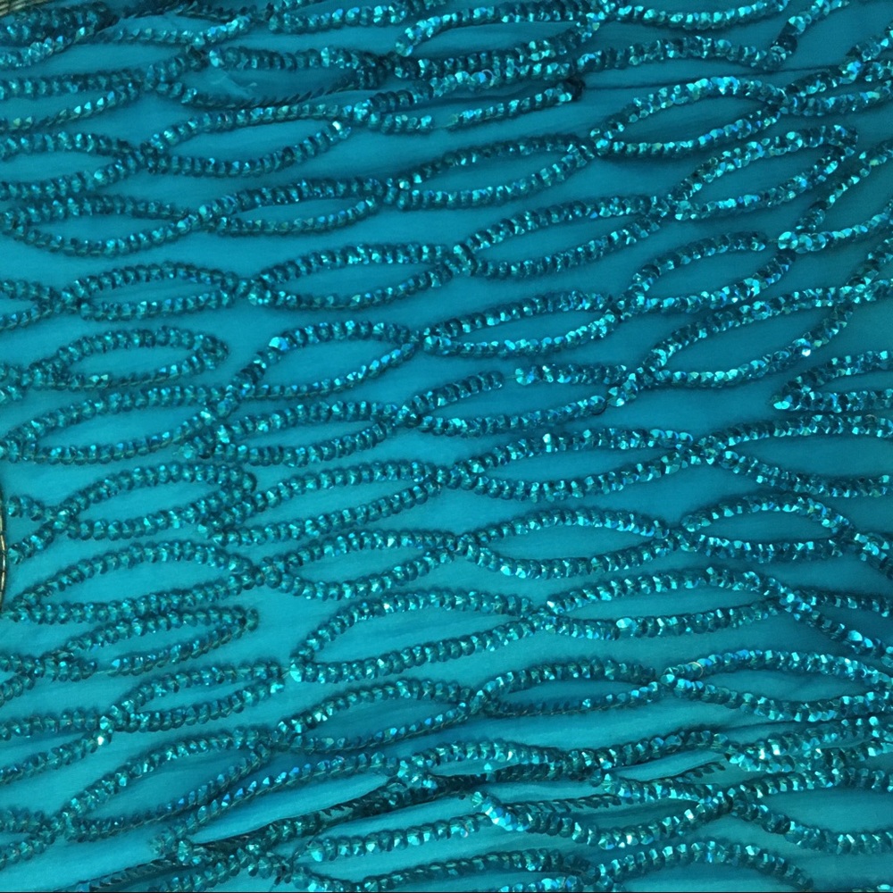 Vintage Teal Sequin Dress Eras Tour Medium Rare - Picture 4 of 11
